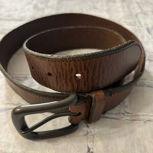 COLUMBIA SPORTSWEAR VINTAGE BROWN WAVE LEATHER PATTERN MENS BELT SIZE 34